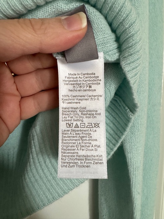 NWT! J. CREW Women’s Perfect cashmere cardigan Sky Mint Size Large 100% Cashmere - Picture 13 of 15